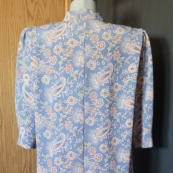 Large Tunic Style Blue and Pink Paisley Dress - Picture 2 of 4
